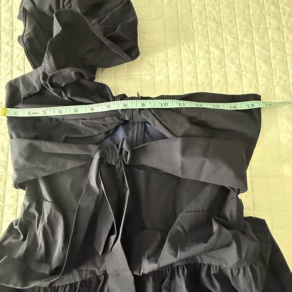 One-Shoulder Ruffle Midi Dress M Polyester & Spandex Navy - Picture 9 of 11